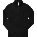 My Polo 210 LSL Damen-Langarm-Poloshirt aus schwerem Baumwoll-Pique, Schwarz