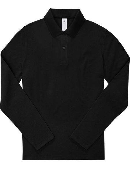 My Polo 210 LSL Damen-Langarm-Poloshirt aus schwerem Baumwoll-Pique, Schwarz
