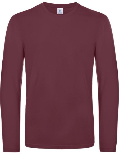 Langärmliges T-Shirt aus schwerer Baumwolle E190 LSL Burgunderrot