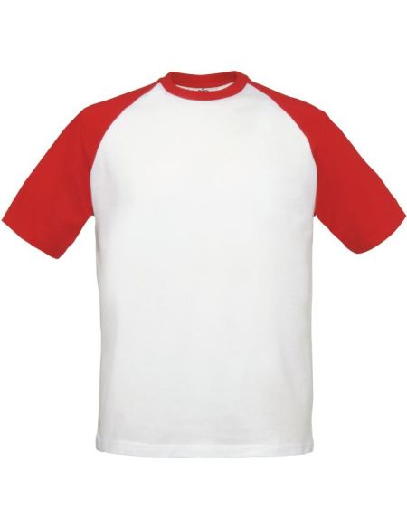 T-Shirt Raglan-Kontrast Base-Ball weiß/rot