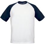 Base-Ball-Kontrast-Raglan-T-Shirt in Weiß/Marineblau