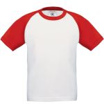 T-shirt kinder raglan kontrast Base-Ball kinder weiß/rot
