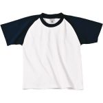Kinder-T-Shirt Raglan-Kontrast Base-Ball Kinder weiß/navy