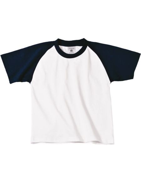 T-shirt kinder raglan kontrast Base-Ball kinder weiß/rot
