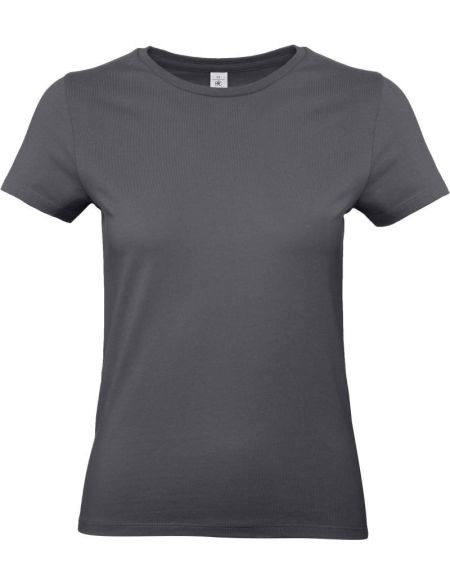 Damen-T-Shirt aus schwerer Baumwolle E190 Damen dunkelgrau