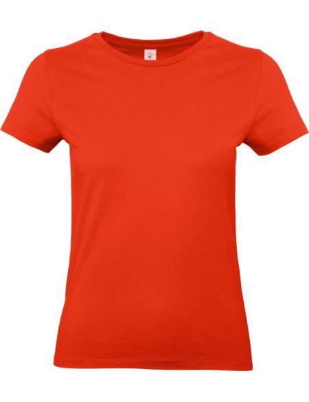 Damen-T-Shirt aus schwerer Baumwolle E190 Damen feuerrot
