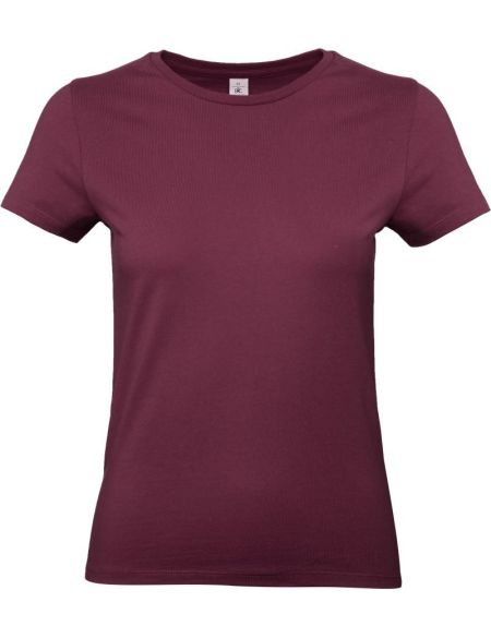Damen-T-Shirt aus schwerer Baumwolle E190 Damen Burgunderrot