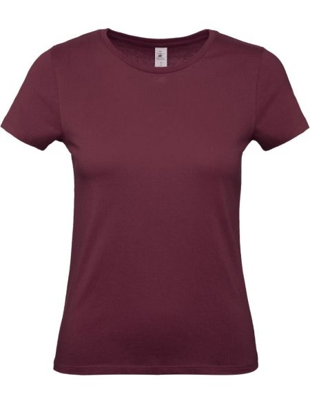 Damen-T-Shirt E150 Damen Burgunderrot