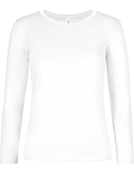 Damen-T-Shirt mit langen Ärmeln aus schwerer Baumwolle E190 LSL Damen weiß