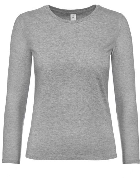 Damen-T-Shirt mit langen Ärmeln aus schwerer Baumwolle E190 LSL Women Sport Grey