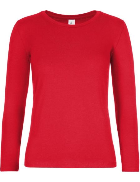 Damen-T-Shirt mit langen Ärmeln aus schwerer Baumwolle E190 LSL Damen rot