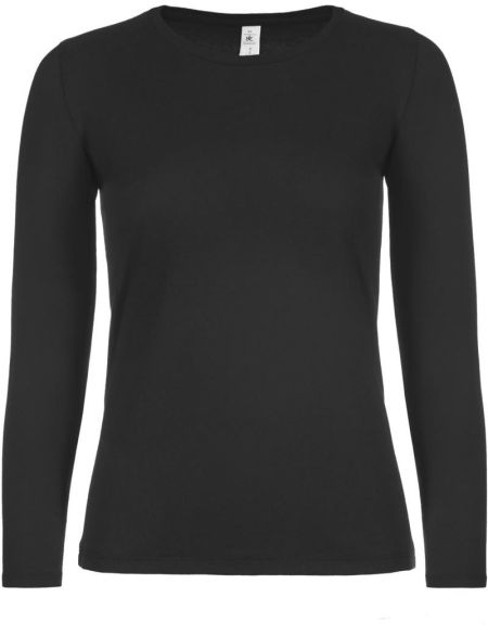Damen-T-Shirt mit langen Ärmeln E150 LSL schwarz
