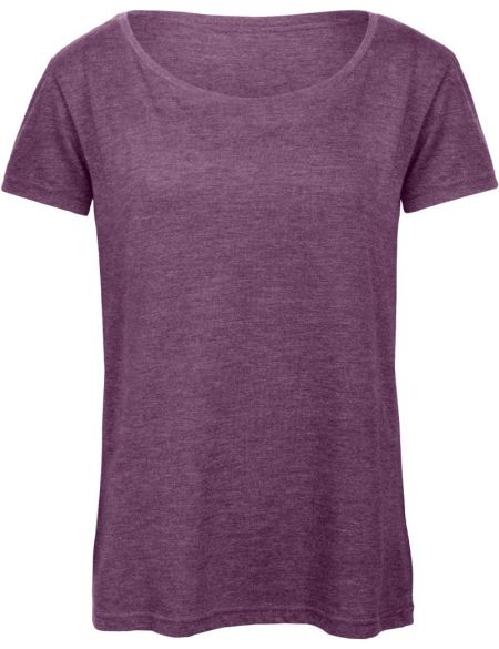 Damen-T-Shirt Triblend Damen lila meliert