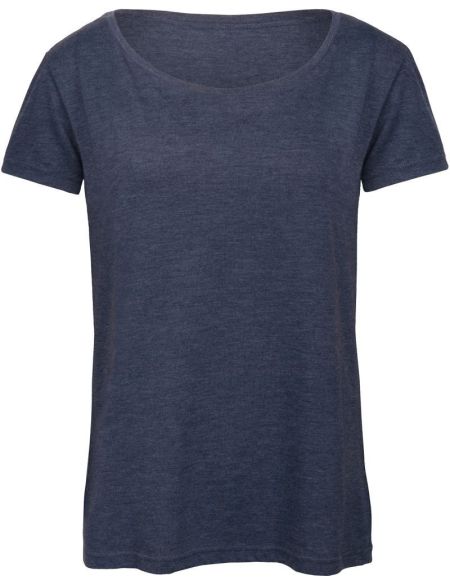 Damen T-Shirt Triblend Damen Heather Navy