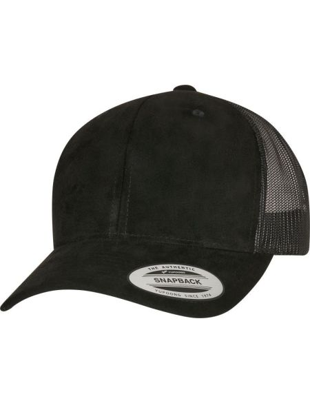 6 Panel Trucker Wildleder Flexfit Kappe 6606SU schwarz
