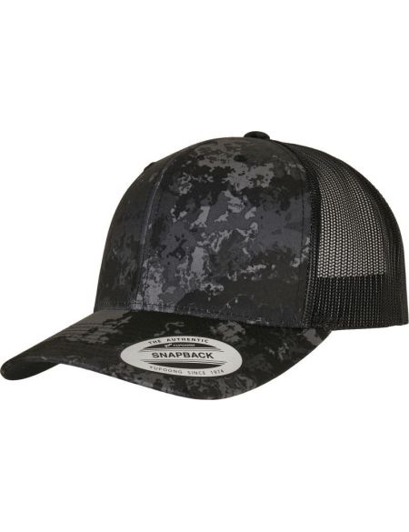 Kappe 6 Panels Trucker Veil Camo Flexfit 6606VC Poseidon schwarz