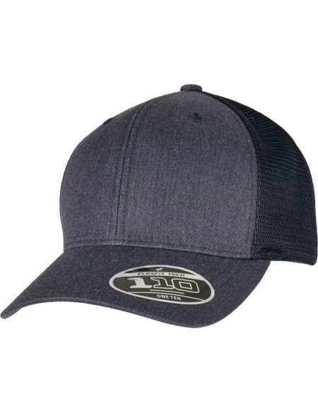 Flexfit 6-Panel-Mesh-Kappe 110M/110BM grau meliert/marineblau