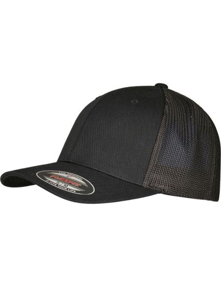 6-Panel-Kappe Trucker Recycled Flexfit 6511RM schwarz/schwarz