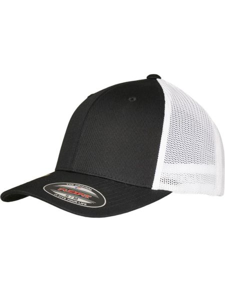 6-Panel-Kappe Trucker Recycled Flexfit 6511RM schwarz/weiß