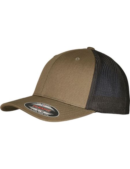 6-Panel-Kappe Trucker Recycled Flexfit 6511RM schwarz/schwarz