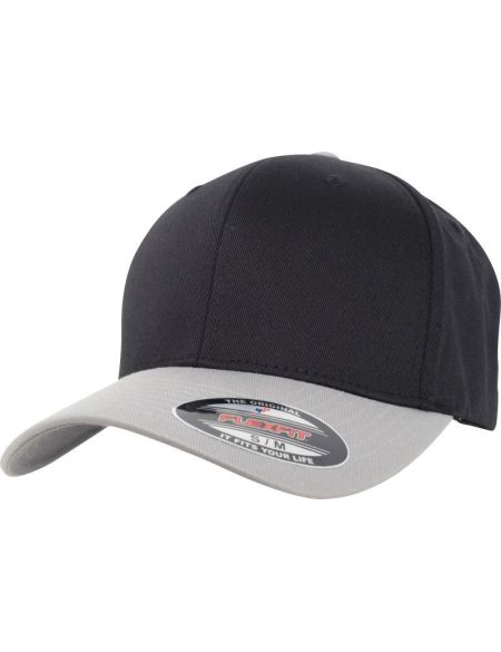 Flexfit 6-Panel-Mütze aus gekämmter Wolle 6277T/6277TT schwarz/silber