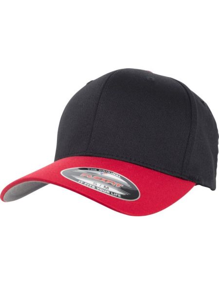 Flexfit 6-Panel-Mütze aus gekämmter Wolle 6277T/6277TT schwarz/rot