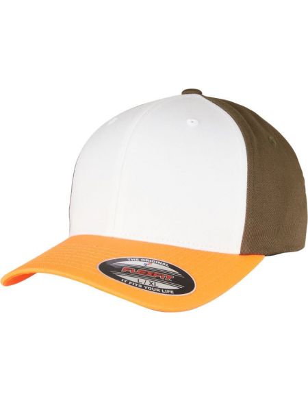 Flexfit 6-Panel-Mütze aus gekämmter Wolle 6277T/6277TT neonorange/weiß/oliv