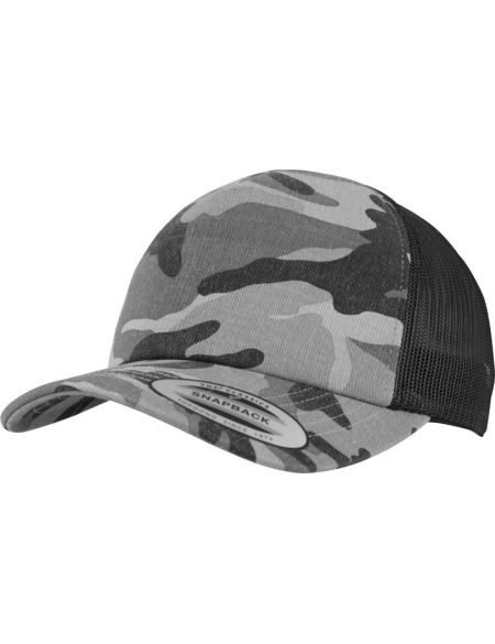 Kappe 5 Panels Trucker Camo Flexfit 6606C/6606CA dunkel camo/schwarz
