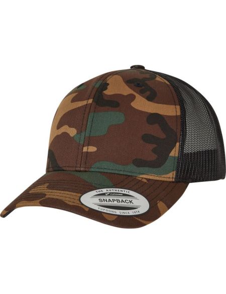 Kappe 6 Panels Trucker Camo Flexfit 6606C/6606CA camo/schwarz