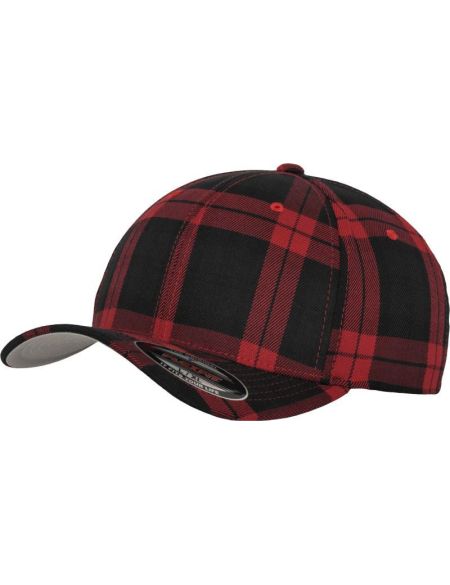 Kappe 6 Panels Tartan Plaid Flexfit 6197 schwarz/grau