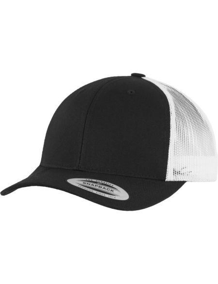 Kappe 6 Panel Vintage Trucker Flexfit 6606/6606T schwarz/weiß