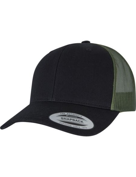 Cap 6 Panels Vintage Trucker Flexfit 6606/6606T schwarz/loden