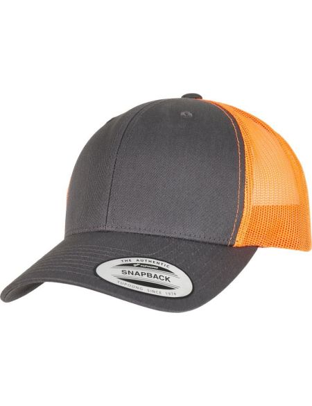 Kappe 6 Panel Vintage Trucker Flexfit 6606/6606T anthrazit/neonorange