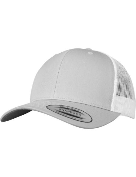 Kappe 6 Panel Vintage Trucker Flexfit 6606/6606T silber/weiß