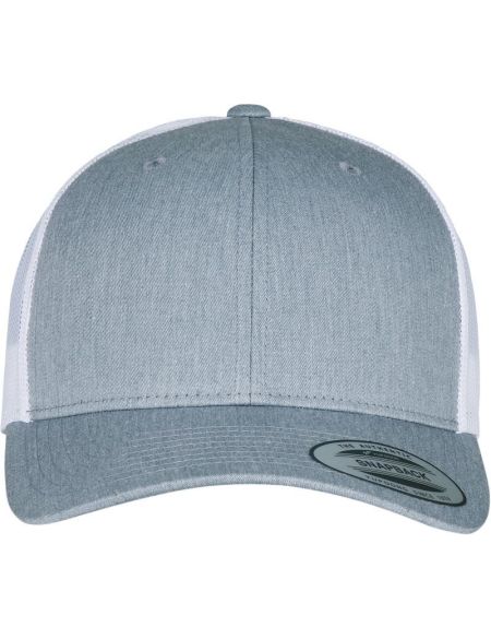 Kappe 6 Panel Vintage Trucker Flexfit 6606/6606T meliert grau/weiß