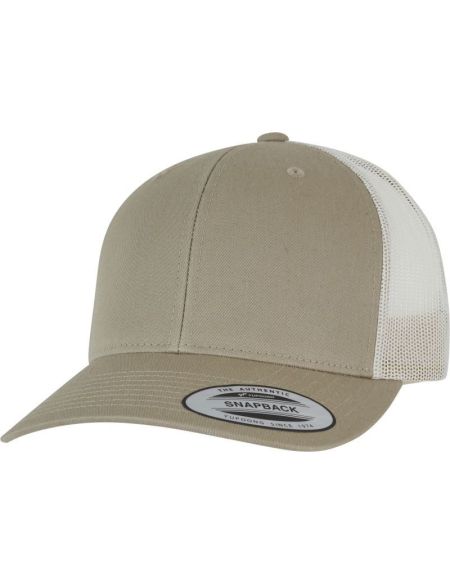 Kappe 6 Panel Vintage Trucker Flexfit 6606/6606T blasses Khaki/Birke