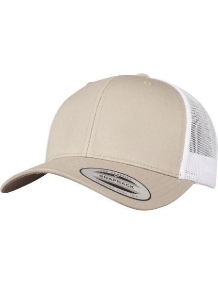 Kappe 6 Panel Vintage Trucker Flexfit 6606/6606T Khaki/Weiß