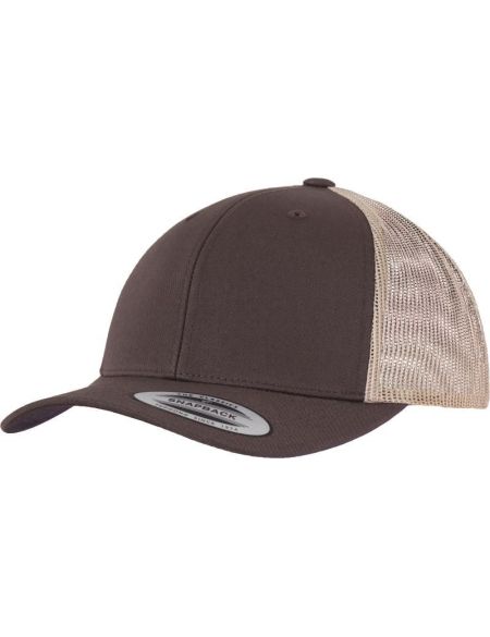 Cap 6 panels vintage Trucker Flexfit 6606/6606T brown/khaki