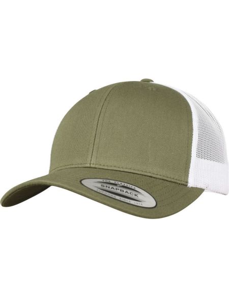 Kappe 6 Panels Vintage Trucker Flexfit 6606/6606T Buck/Weiß