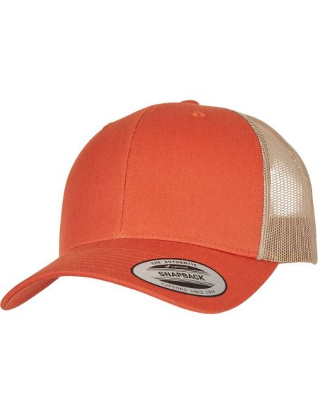 Kappe 6 Panel Vintage Trucker Flexfit 6606/6606T rustikal orange/khaki