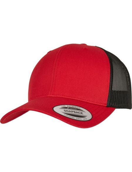 Kappe 6 Panel Vintage Trucker Flexfit 6606/6606T rot/schwarz