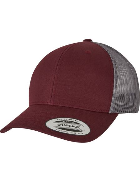 Kappe 6 Panels Vintage Trucker Flexfit 6606/6606T kastanienbraun/grau