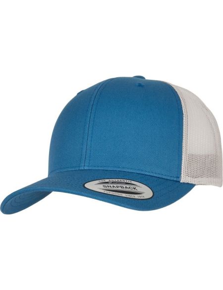 Kappe 6 Panels Vintage Trucker Flexfit 6606/6606T Stahlblau/Silber