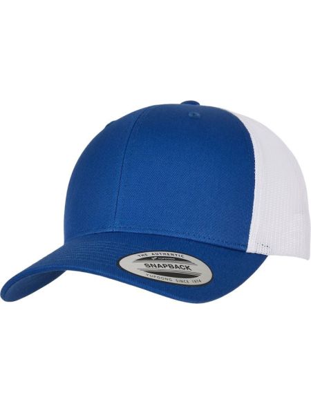 6 Panel Vintage Trucker Flexfit Kappe 6606/6606T Royal/Weiß