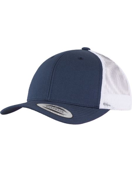Kappe 6 Panels Vintage Trucker Flexfit 6606/6606T marine/weiß