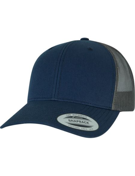 Kappe 6 Panel Vintage Trucker Flexfit 6606/6606T Marine/Graubraun