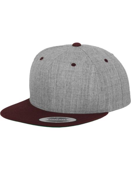 Kappe 6 Panels Snapback Flexfit 6089M grau meliert/kastanienbraun