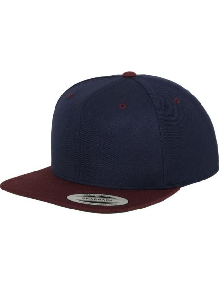Kappe 6 Panels Snapback Flexfit 6089M Marine/Kastanienbraun