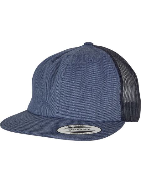 5-Panel-Kappe Trucker Flexfit 6006 blau roh