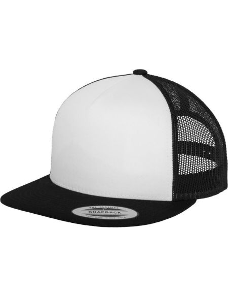 5-Panel-Kappe Trucker Flexfit 6006 schwarz/weiß/schwarz